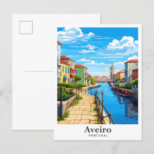 Aveiro Portugal Kunst Vintage Reise Illustration Postkarte