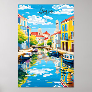 Aveiro Portugal Vintage Reise Illustration Poster