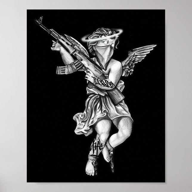 Avening Angel Sinner Chicano Tattoo Poster (Vorne)
