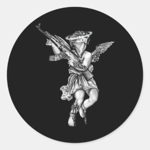 Avening Angel Sinner Chicano Tattoo Runder Aufkleber