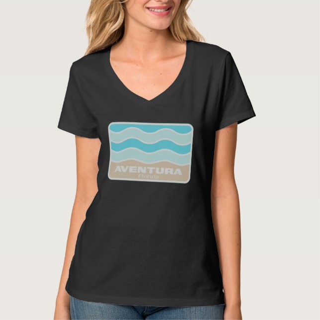 Aventura Florida Retro FL Waves Beach Souvenir T-Shirt (Vorderseite)