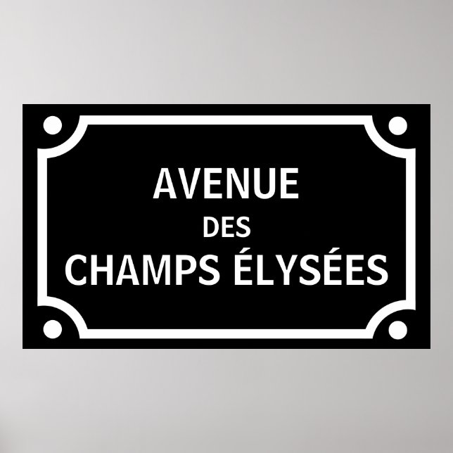 Avenue des Champs Elysees, Paris Street Sign Poster (Vorne)