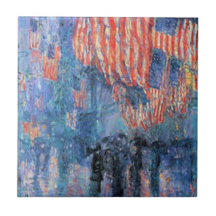 Avenue im Regen von Frederick Childe Hassam Fliese