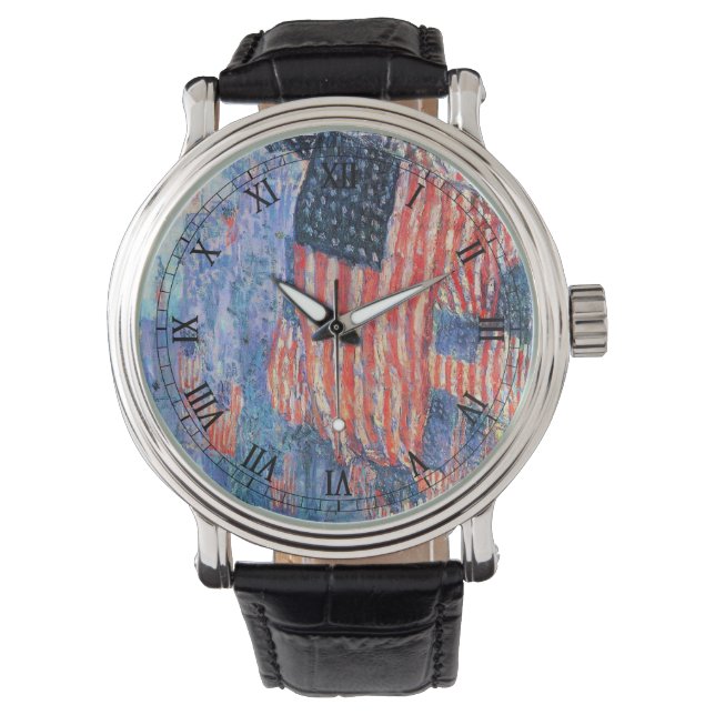 Avenue in Rain von Frederick Childe Hassam Armbanduhr (Vorderseite)