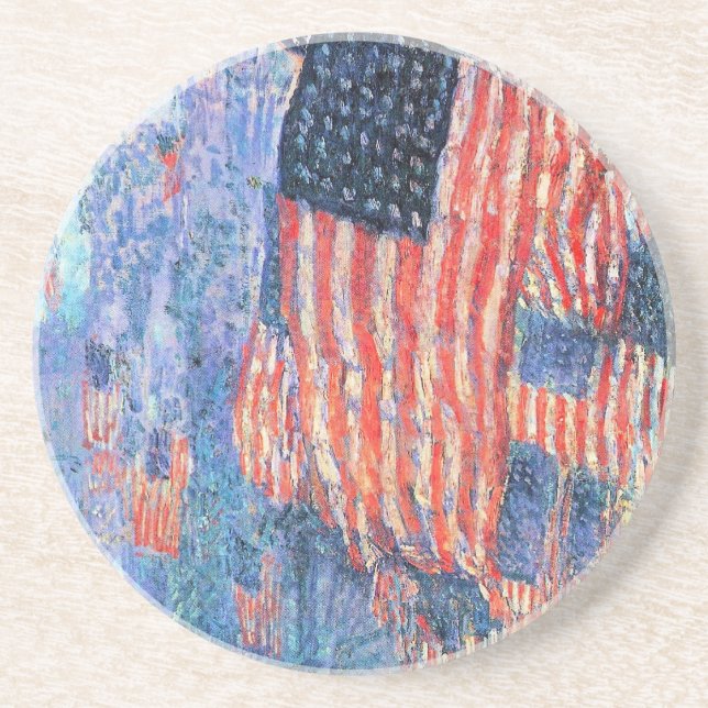 Avenue in Rain von Frederick Childe Hassam Sandstein Untersetzer (Vorne)