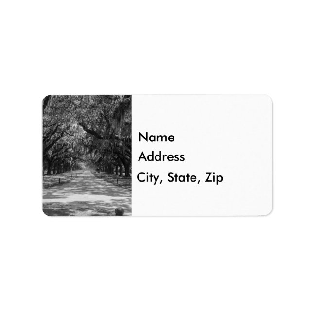 Avenue of Oaks Graustufen Address Labels Adressaufkleber (Vorne)