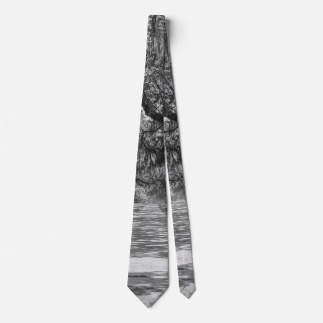 Avenue of Oaks Graustufen Neck Tie Krawatte (Vorderseite)