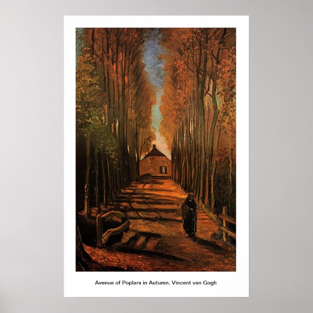 Avenue of Poplars im Herbst, Vincent van Gogh. Im Poster (Vorne)