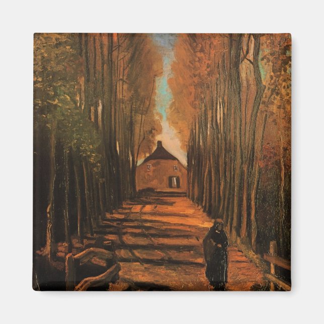 Avenue of Poplars im Herbst von Vincent van Gogh Magnet (Vorne)