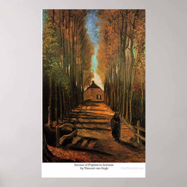 Avenue of Poplars im Herbst von Vincent van Gogh Poster (Vorne)