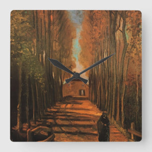 Avenue of Poplars im Herbst von Vincent van Gogh Quadratische Wanduhr