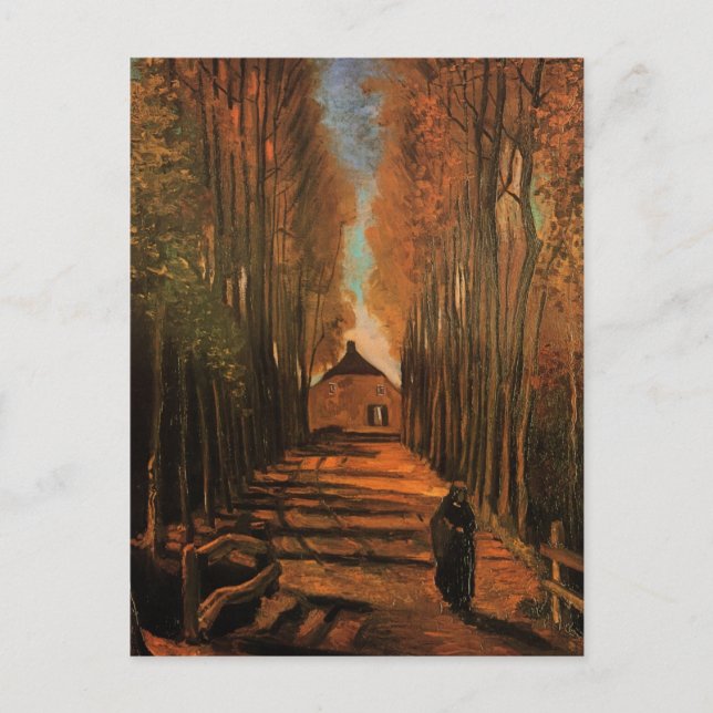 Avenue of Poplars in Autumn by Vincent van Gogh Postkarte (Vorderseite)