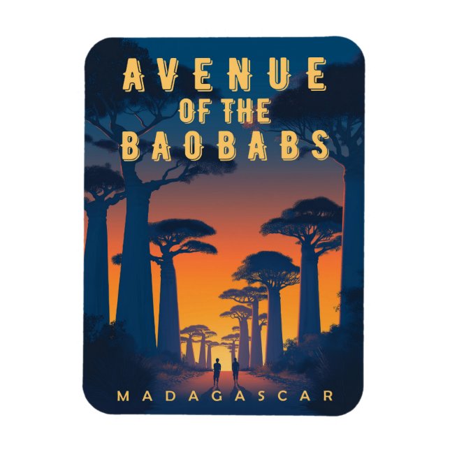 Avenue of the Baobabs Madagascar - Retro African Magnet (Vertikal)
