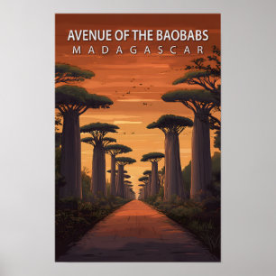Avenue of the Baobabs Madagaskar Art Travel Poster