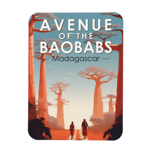 Avenue of the Baobabs Madagaskar Art Vintag Magnet (Vertikal)