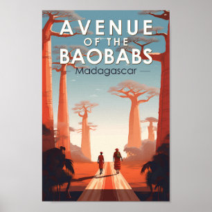 Avenue of the Baobabs Madagaskar Art Vintag Poster