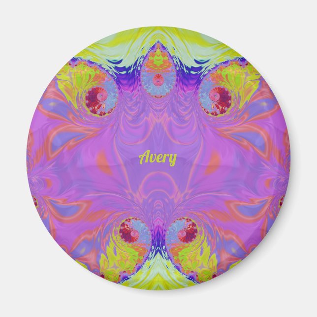 AVERA ~ Rosa Gelbes Fraktal ~ Magnet (Vorne)