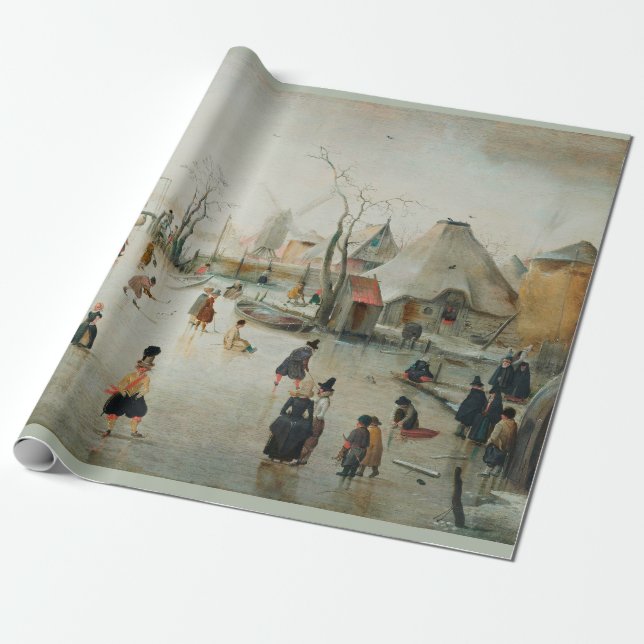 AVERCAMP "ICE SKATEN IN A VILLALAY" GIFT WRAP GESCHENKPAPIER (Ungerollt)