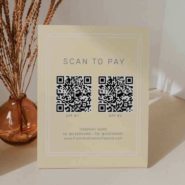 AVERY Buttergelbe Geschäft 2 Apps Scannen zum Beza Sockelschild (AVERY Butter Yellow Business 2 Apps Scan To Pay Pedestal Sign)