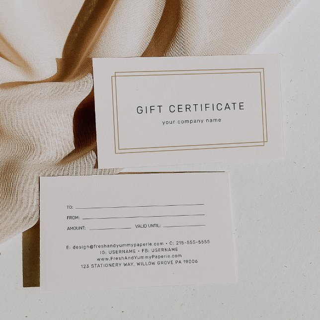 AVERY Chic Gold Black Geschäftsgeschäft Bescheinig (AVERY Chic Gold Black Business Gift Certificate)