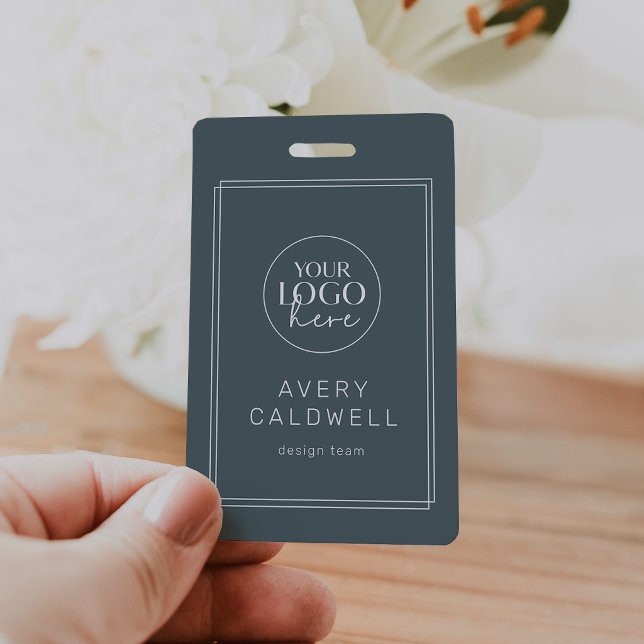 AVERY Dunkel-Navyblau-Logo QR-Code Mitarbeiter-ID- Ausweis (AVERY Dark Navy Blue Logo QR Code Employee ID Card Badge)