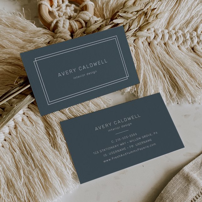 AVERY Dunkelblaue Double-Frame Visitenkarte (AVERY Dark Navy Blue Double Frame Business Card)