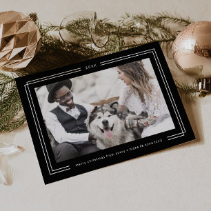 AVERY Dunkle schwarze gerahmte Paarfoto Weihnachte Feiertagskarte