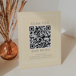 AVERY Einfaches Buttergelbes Bar-Menü QR-Code Sockelschild