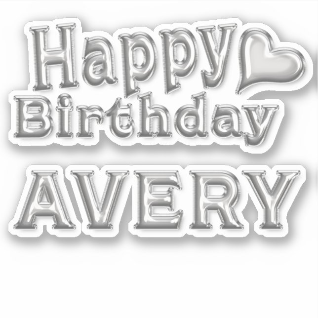 Avery Happy Birthday silver Aufkleber Sticker (Vorderseite)