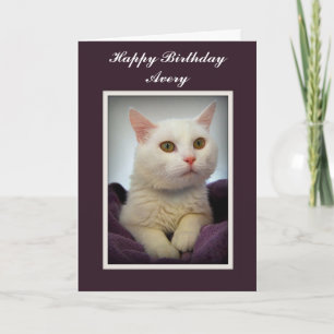 Avery Happy Birthday White Cat Card Karte