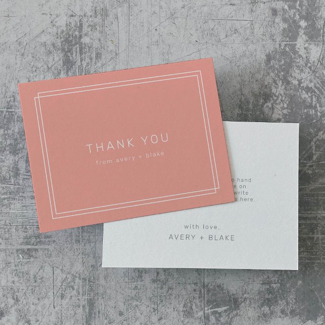 AVERY Minimal Blush Peach Coral Danke Karte (AVERY Minimal Blush Peach Coral Thank You Card)