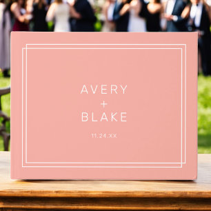 AVERY Minimal Blush Peach Soft Coral Wedding Gästebuch