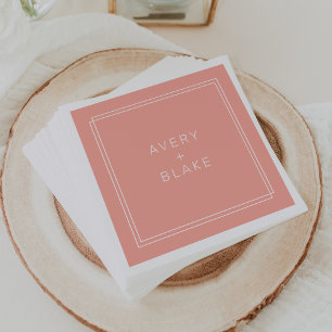 AVERY Minimal Blush Peach Soft Coral Wedding Serviette