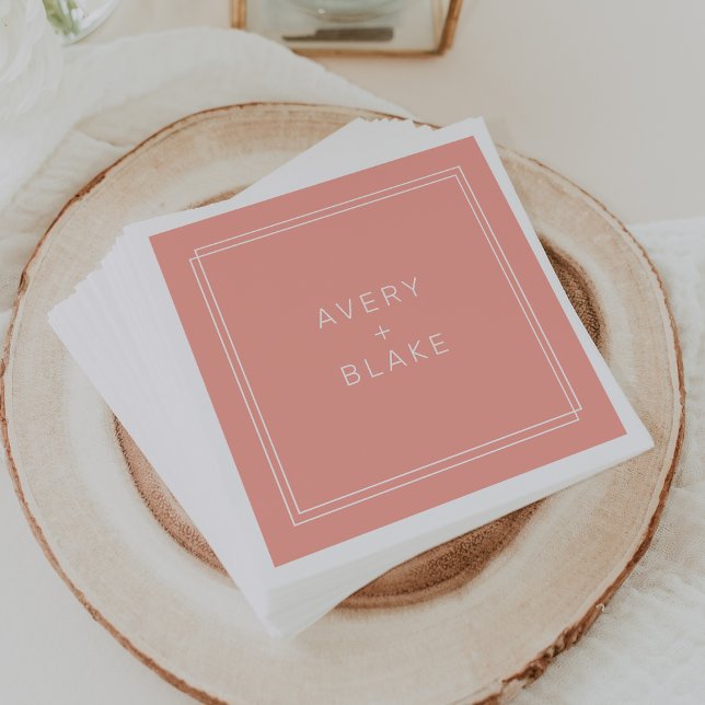 AVERY Minimal Blush Peach Soft Coral Wedding Serviette (AVERY Minimal Blush Peach Soft Coral Wedding Napkins)