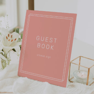 AVERY Minimal Blush Peach Wedding Guest Book Sign Sockelschild