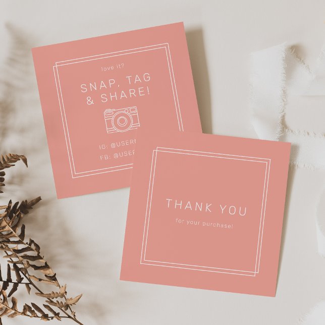 AVERY Minimal Blush Pfirsich Snap Tag Danke (AVERY Minimal Blush Peach Snap Tag Share Thank You)