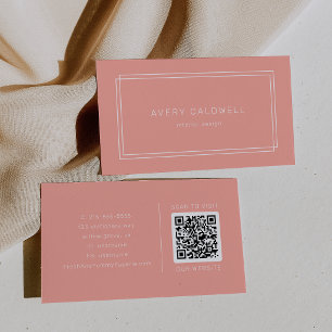 AVERY Minimal Blush Pfirsich Soft Coral QR Code Visitenkarte