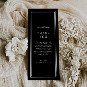 AVERY Modern Black Wedding Table Danke Karten