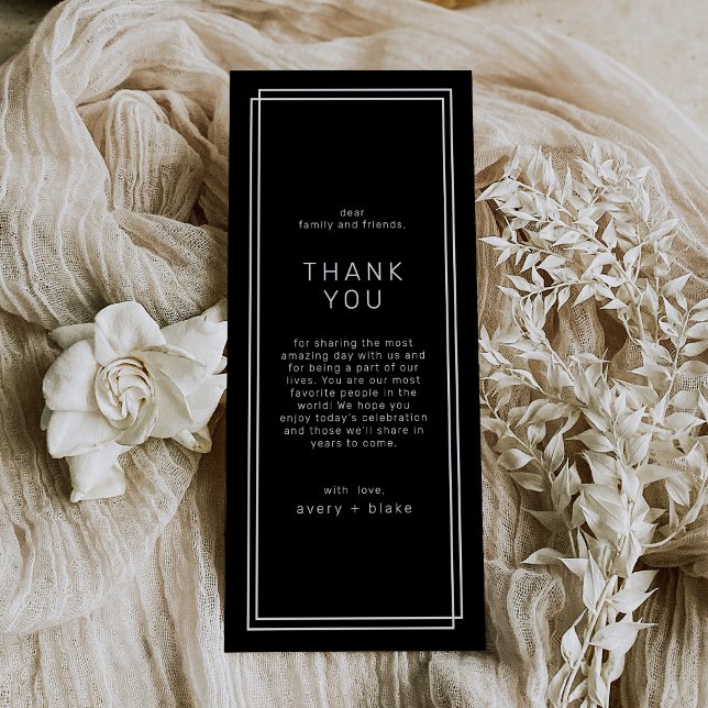 AVERY Modern Black Wedding Table Danke Karten (AVERY Modern Black Wedding Table Thank You Cards)