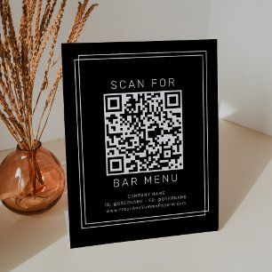 AVERY Modern Dark Black Bar Menü QR Code Sockelschild