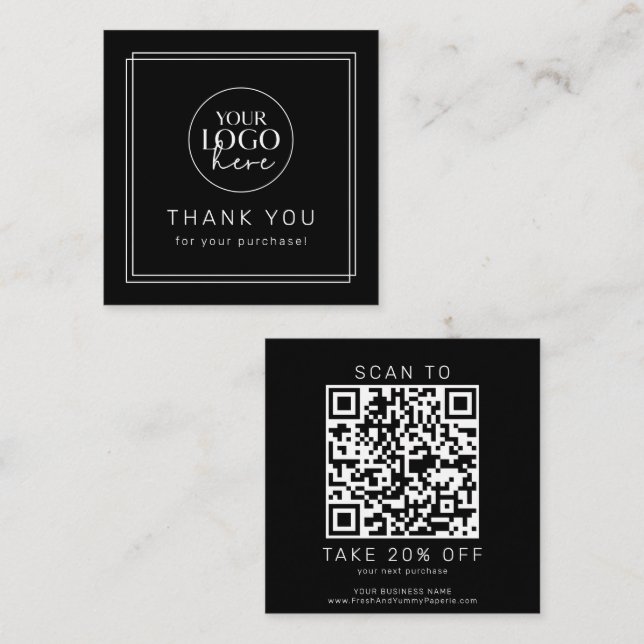 AVERY Modern Dark Black Logo QR-Code Danke Rabattkarte (Vorne/Hinten)