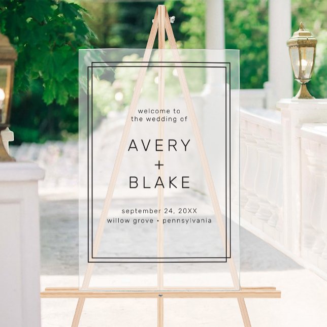 AVERY Modern Minimalistisch Wedding Welcome Acrylschild (AVERY Modern Minimalist Wedding Welcome Acrylic Sign)
