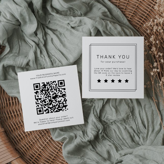 AVERY Modern minimalistischer QR-Code Hinterlassen Quadratische Visitenkarte (AVERY Modern Minimalist QR Code Leave A Review Square Business Card)