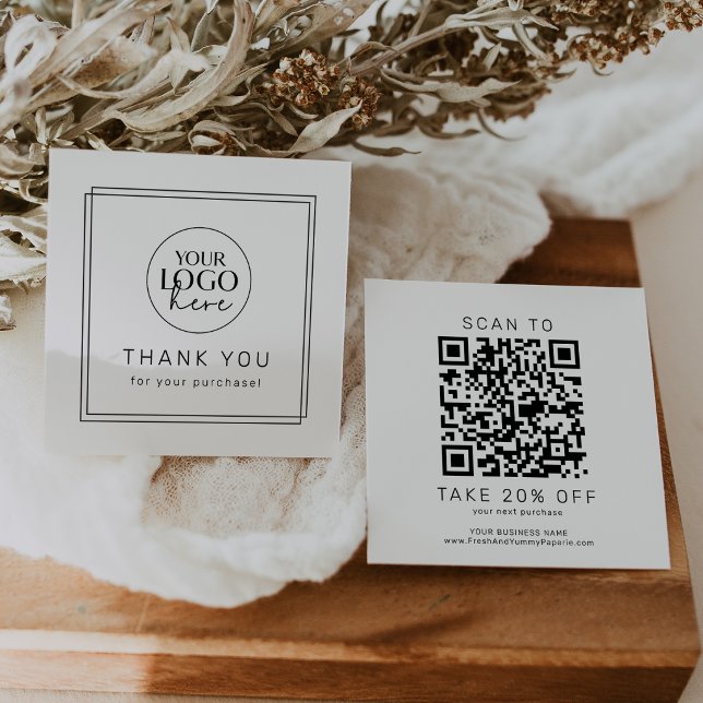 AVERY Modern minimalistisches Logo QR-Code Danke Rabattkarte (AVERY Modern Minimalist Logo QR Code Thank You Discount Card)
