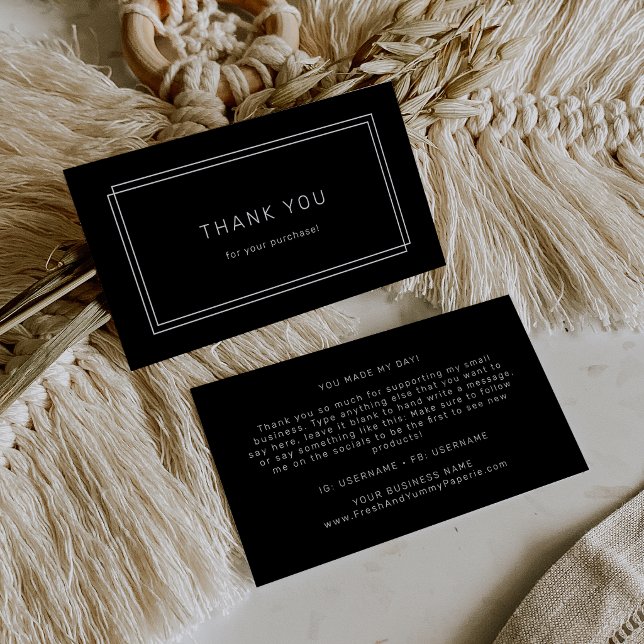 AVERY Moderne dunkle Doppelte Rahmen Dankeschön Visitenkarte (AVERY Modern Dark Double Frame Thank You Business Card)