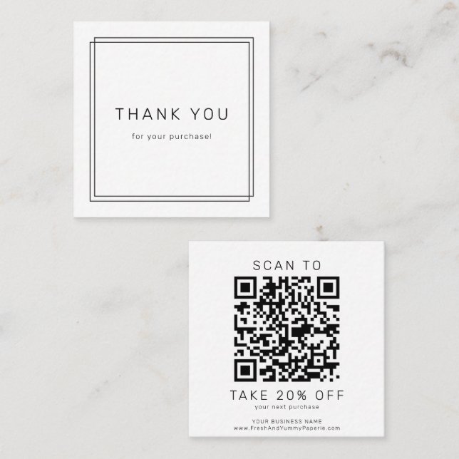 AVERY Moderne minimalistische Geschäft- QR-Code Da Rabattkarte (Vorne/Hinten)