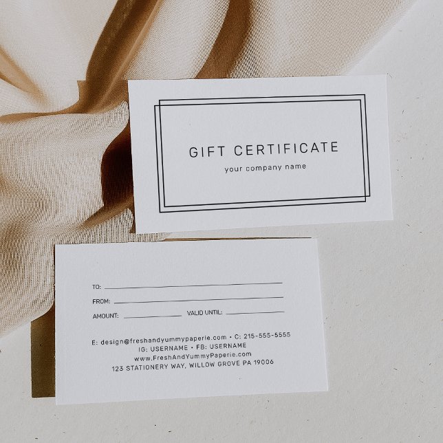 AVERY Moderne minimalistische Geschäftsgeschäftsur (AVERY Modern Minimalist Business Gift Certificate)