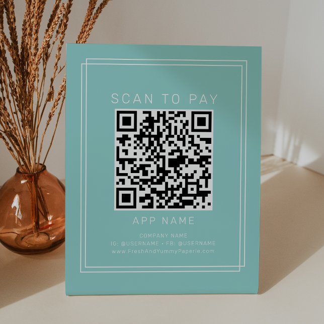 AVERY Moderne Minimalistische Minz-Geschäfts-Scan- Sockelschild (AVERY Modern Minimalist Mint Business Scan To Pay Pedestal Sign)