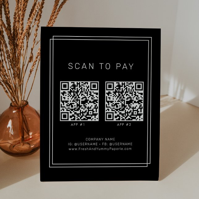 AVERY Moderne schwarze Geschäftsanwendung 2 Apps S Sockelschild (AVERY Modern Black Business 2 Apps Scan To Pay Pedestal Sign)