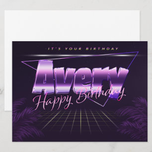 Avery Name Vorname lila retro Karte Geburtstag
